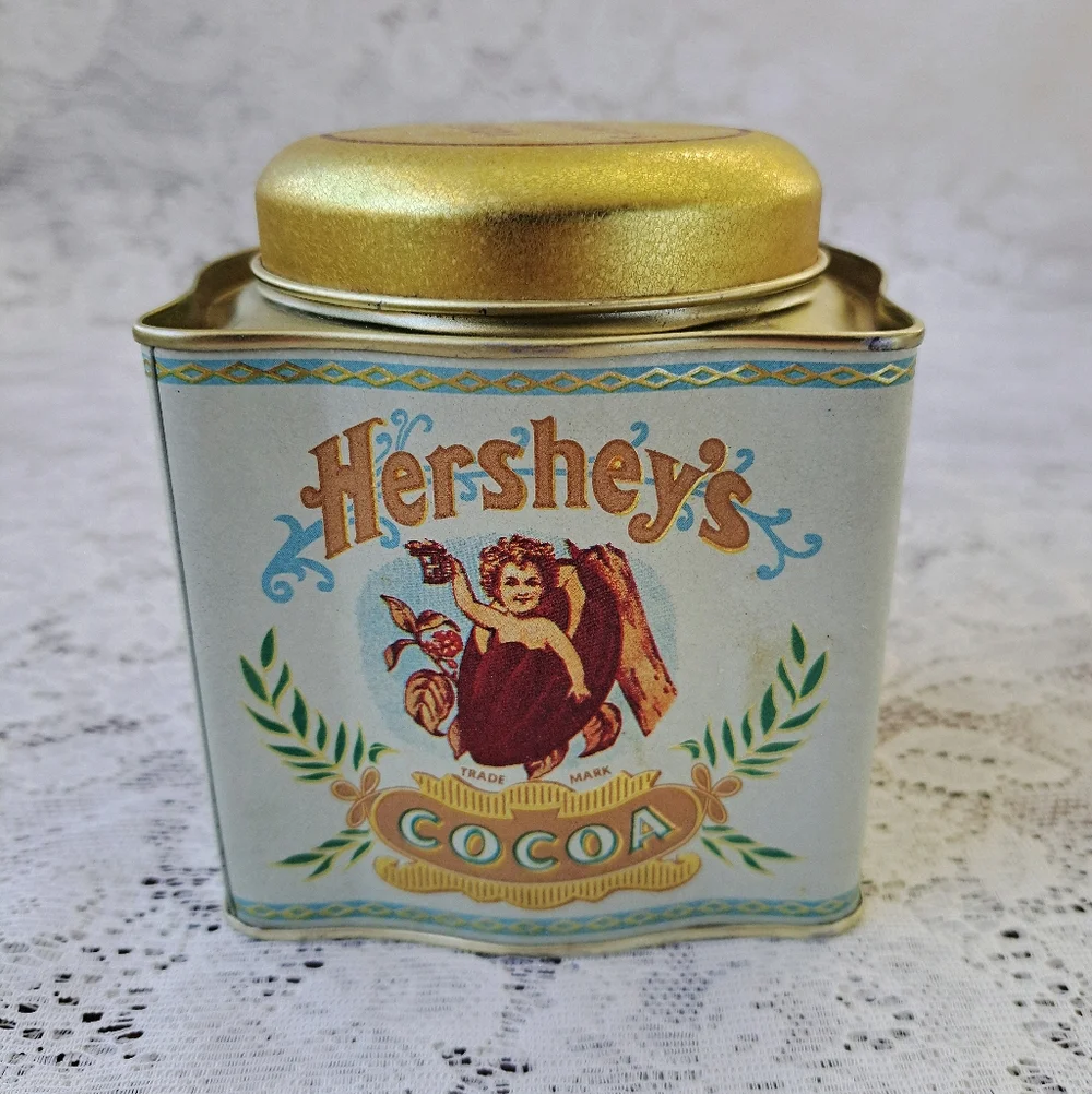 Vintage Hersheys Cocoa Tin Bristol Ware Gold Trim Nostalgic Collectible Storage